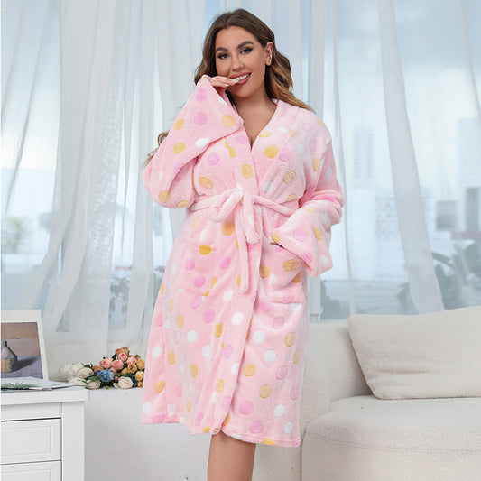 Women's Fashion Casual Flannel Nightgown Homewear Can Be Worn Outside