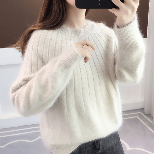 Women's Sweater Solid Color Short Pullover Round Neck