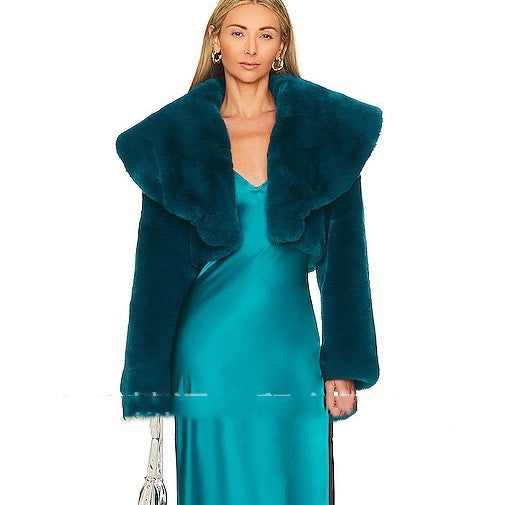 Imitation Fur Women's Elegant Green